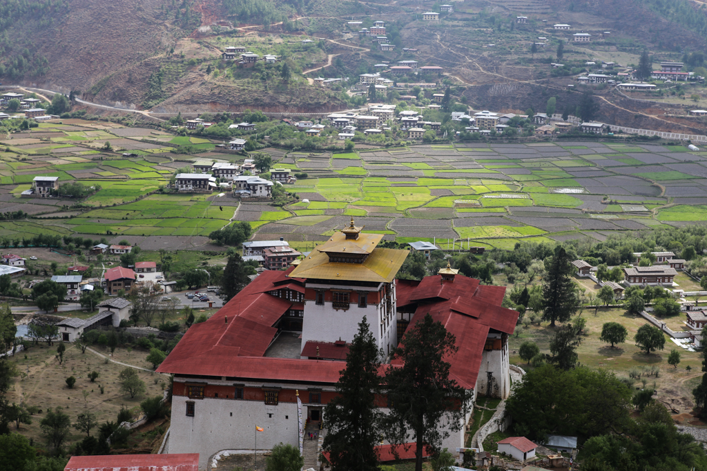 Le Dzong de Paro depuis la tour de garde