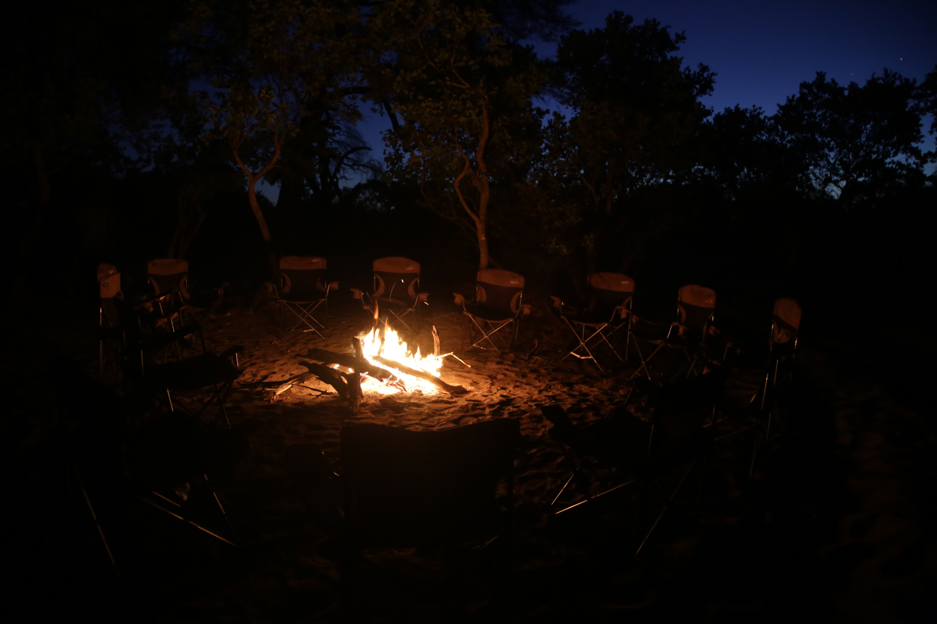 Feu de camp Safari Botswana Moremi