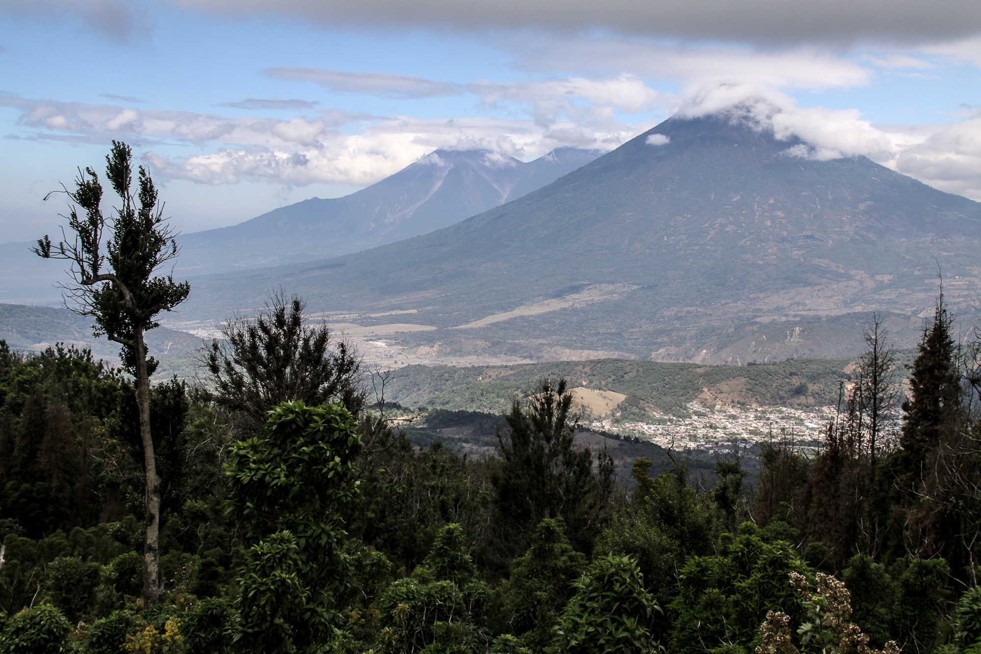 Vue sur le Fuego Acatenango et Agua