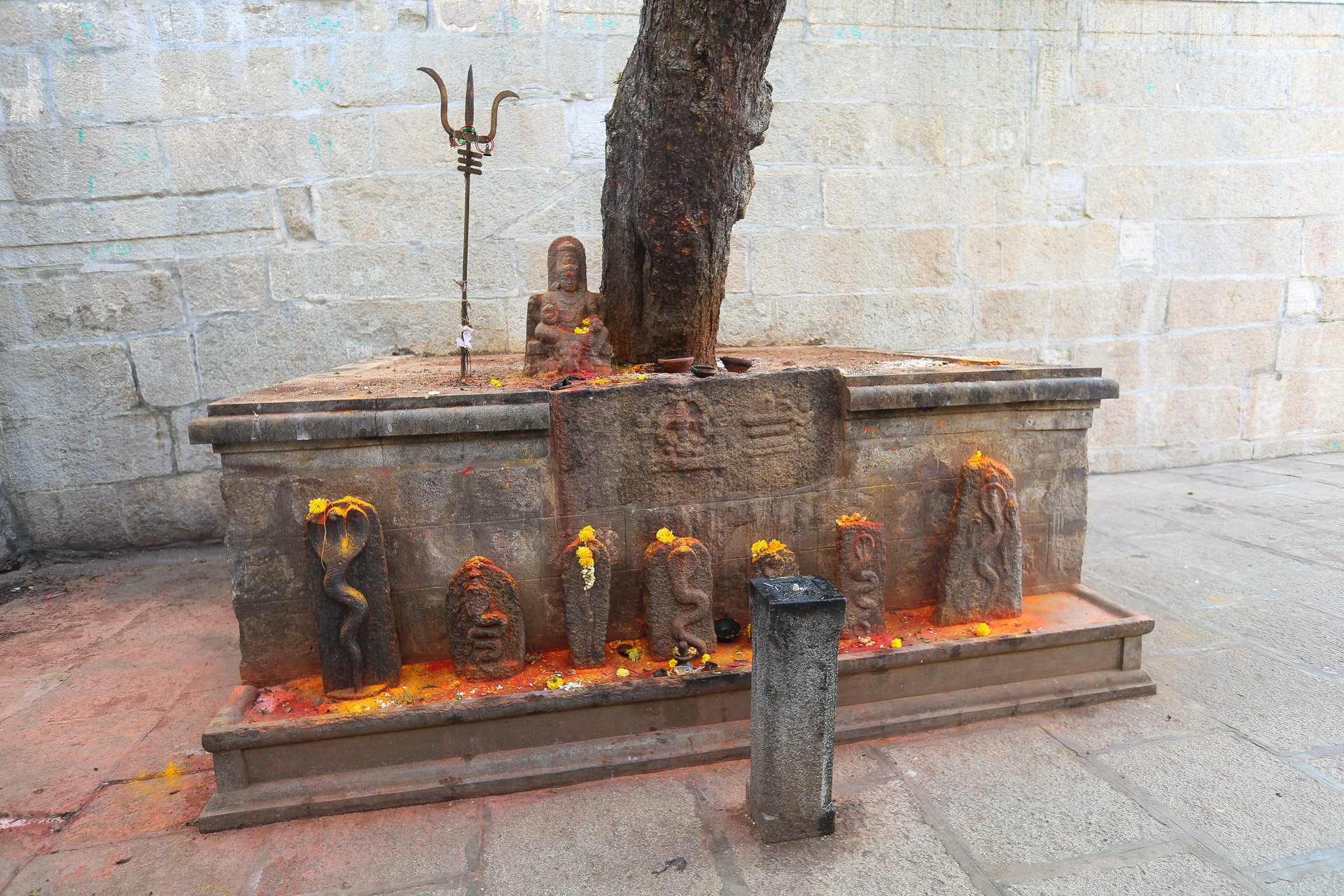 Dans le temple de Mahabaleshwara, un autel est dédié aux nagas, les serpents sacrés