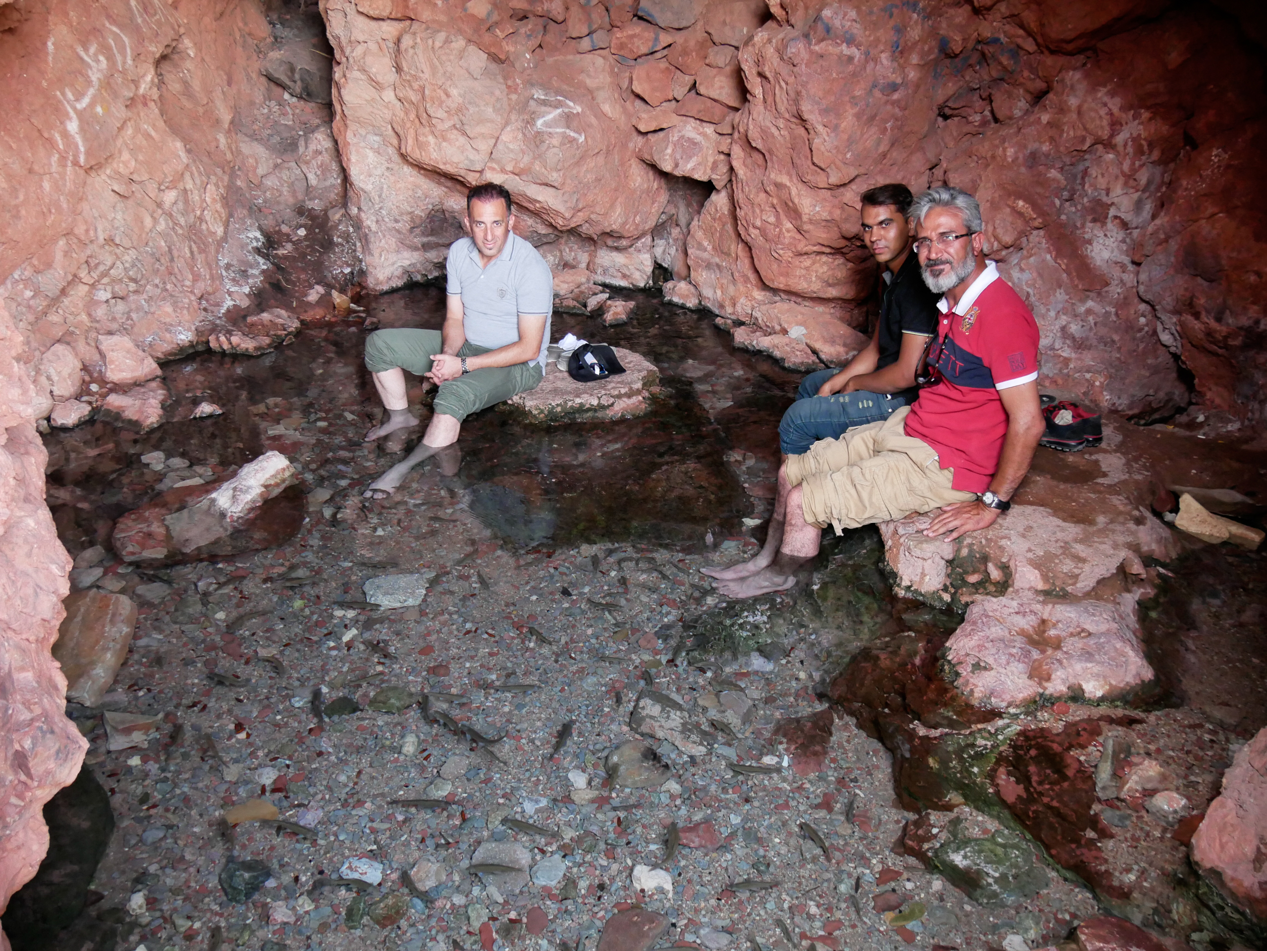Dans la grotte de la source, les poissons s'en donnent à coeur joie - Gameh