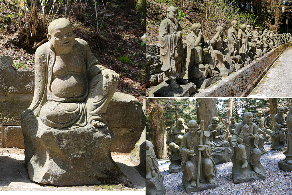 Groupe de 500 arhats devant le temple Unpenji