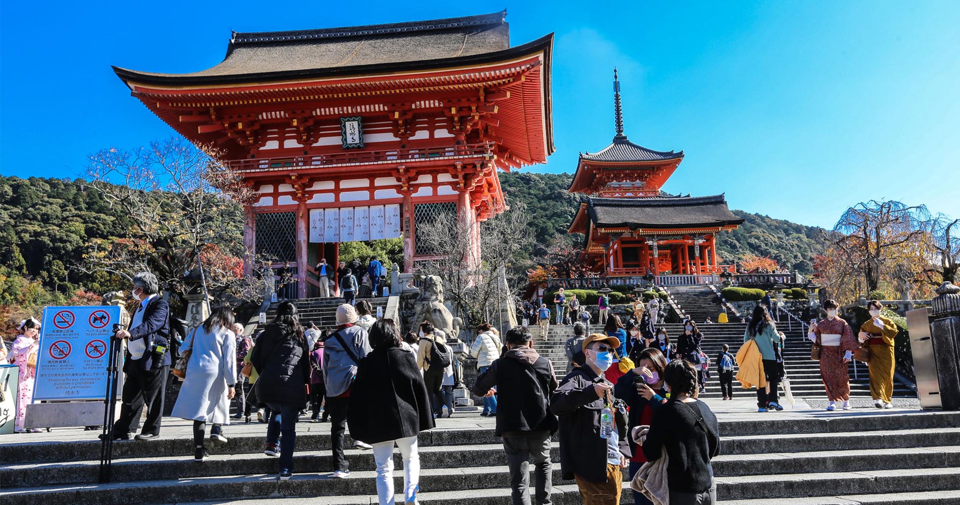 Nous ne sommes pas seuls au pied de Kiyomizudera