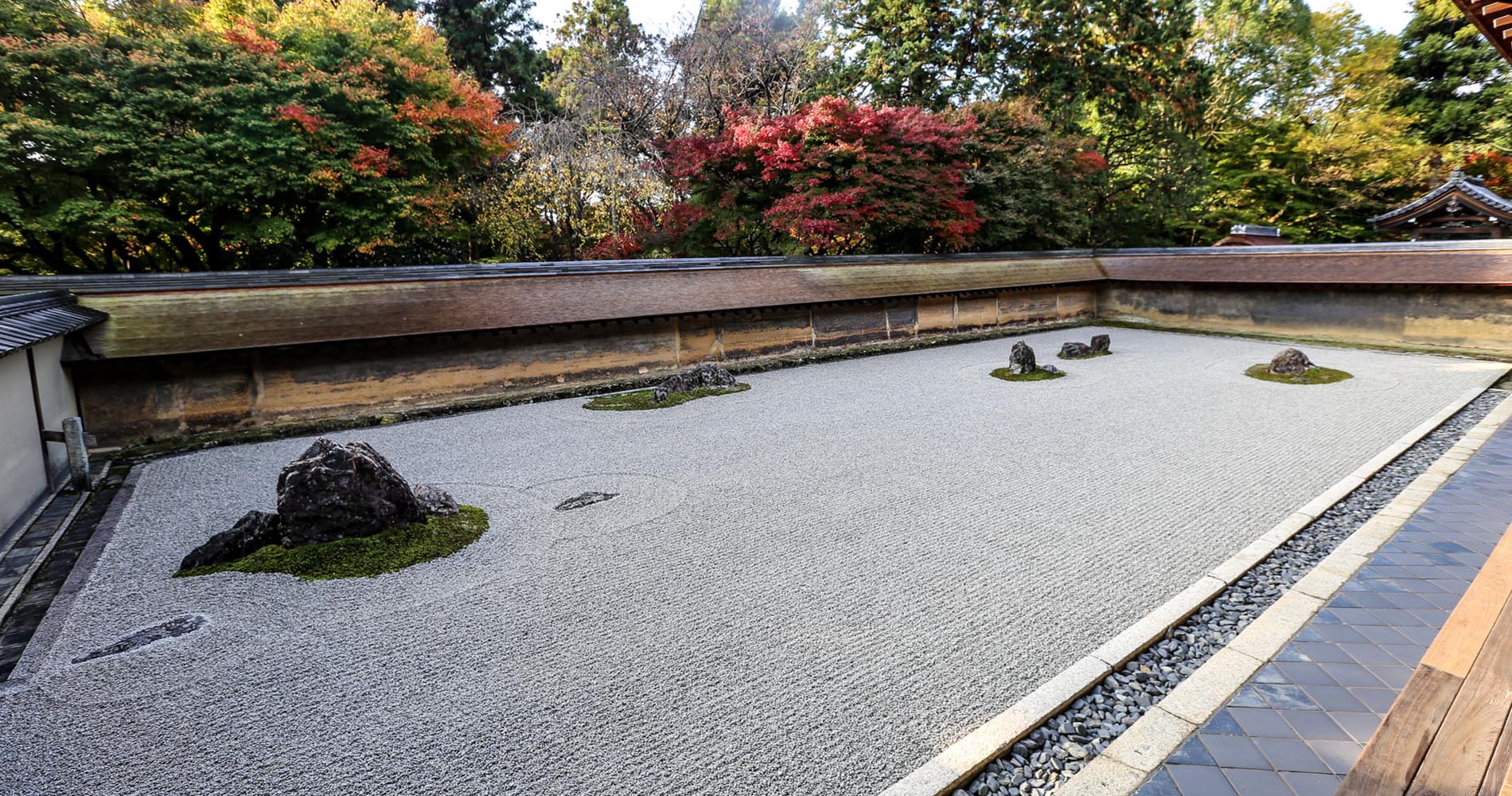 Le célèbre jardin de pierres du Ryoan-ji