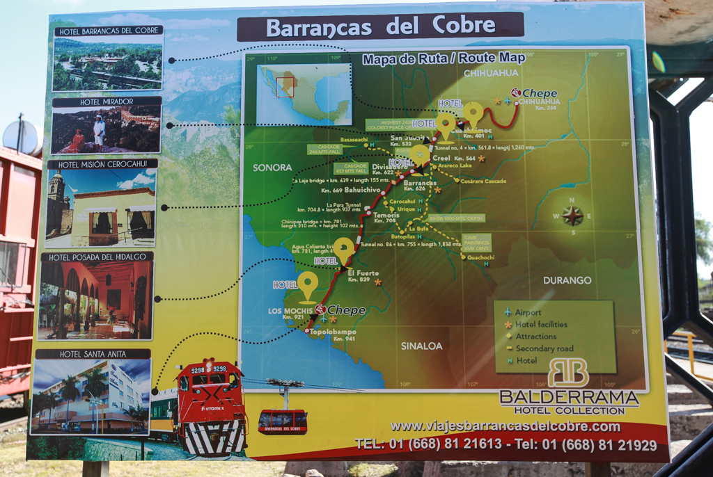 Carte du trajet d’El Chepe - El Chepe et Canyon Urique