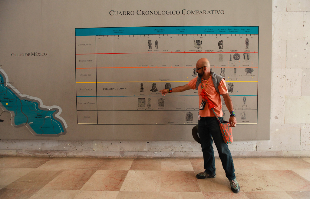 « El Profesor » Rafael nous explique la chronologie de ces civilisations. Le musée est extrêmement bien. Peu de pièces sont exposées (il y en a pourtant 27 000 dans les réserves) - Xalapa