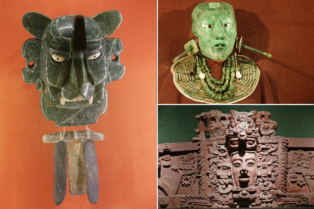 Salle Maya, masques et bas reliefs - Mexico
