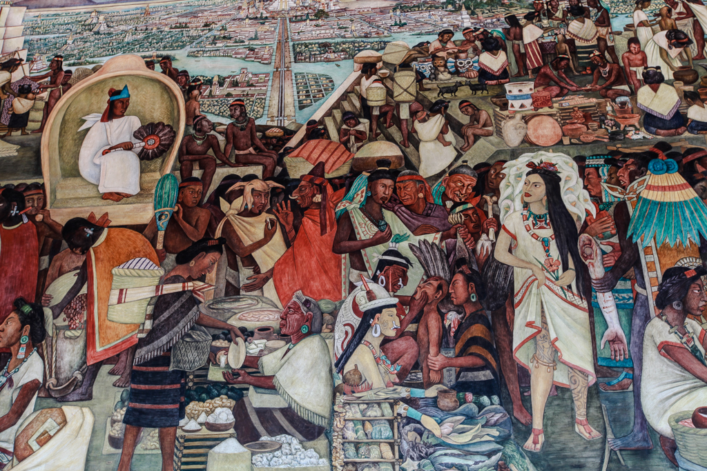 Détail de l’une des fresques qui représente Tenochtitlan - Centre historique de Mexico