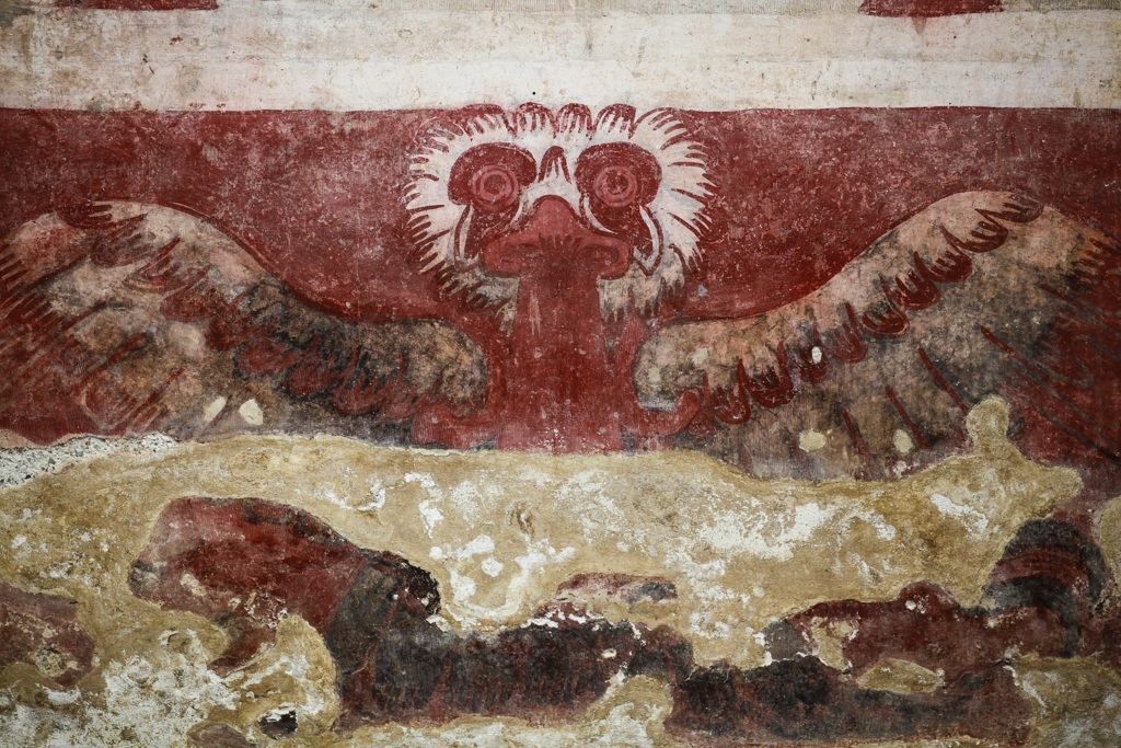 Palacio de Tetitla, un aigle, animal d’une importance capitale dans la cosmogonie des civilisations précolombiennes
