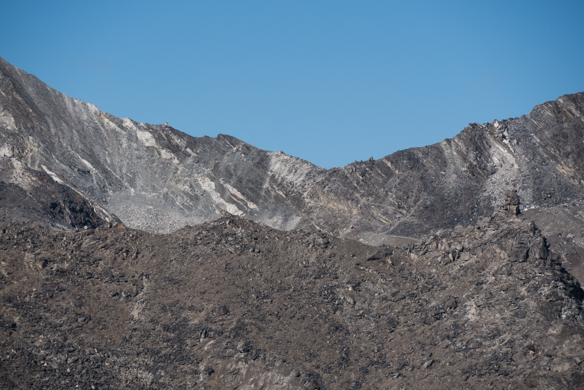 Depuis le col, le Kongmala (tout au fond dans le V) est impressionnant - Le Chhukung Ri