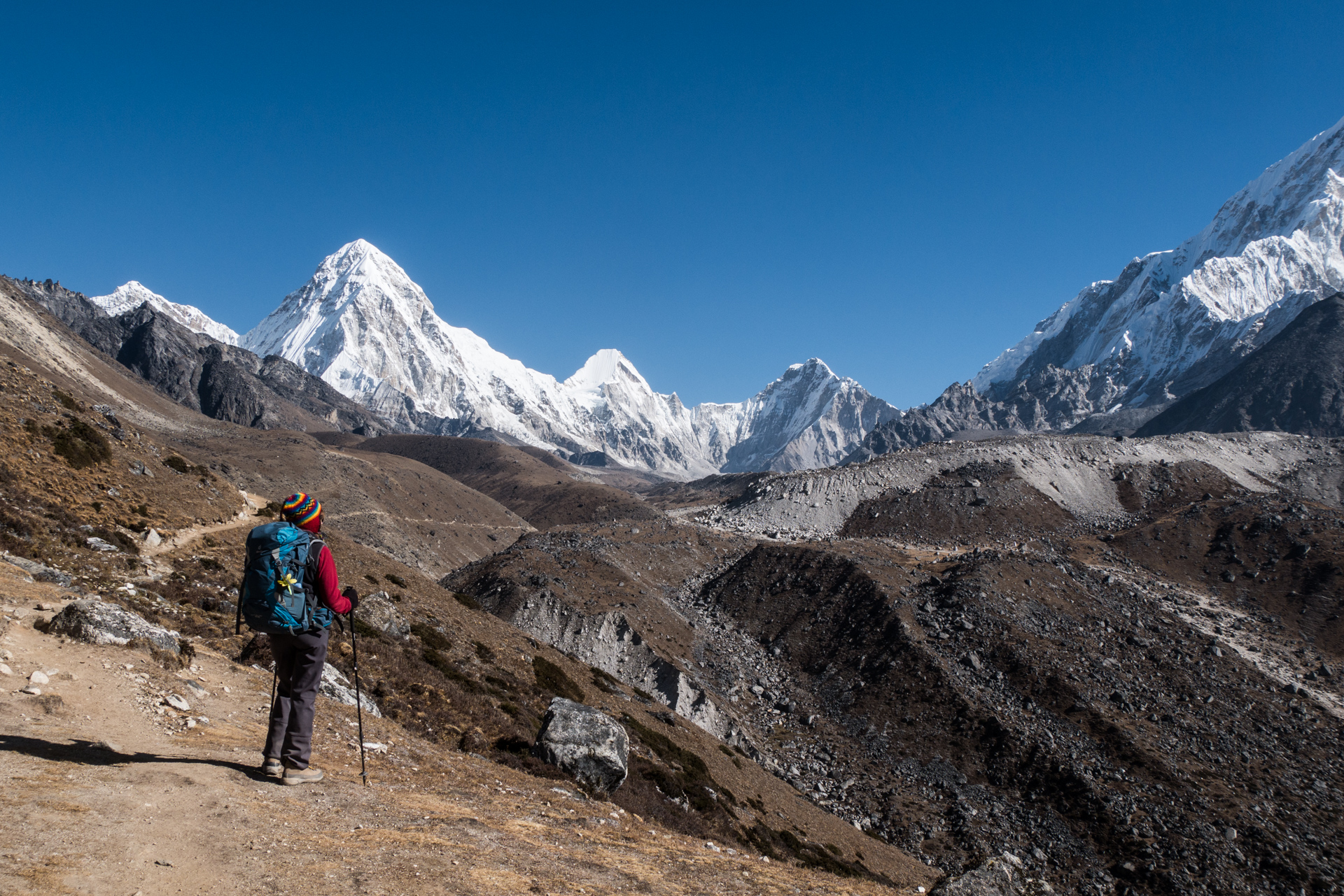 Un dernier regard sur le Pumori - De Lobuche à Dzonglha