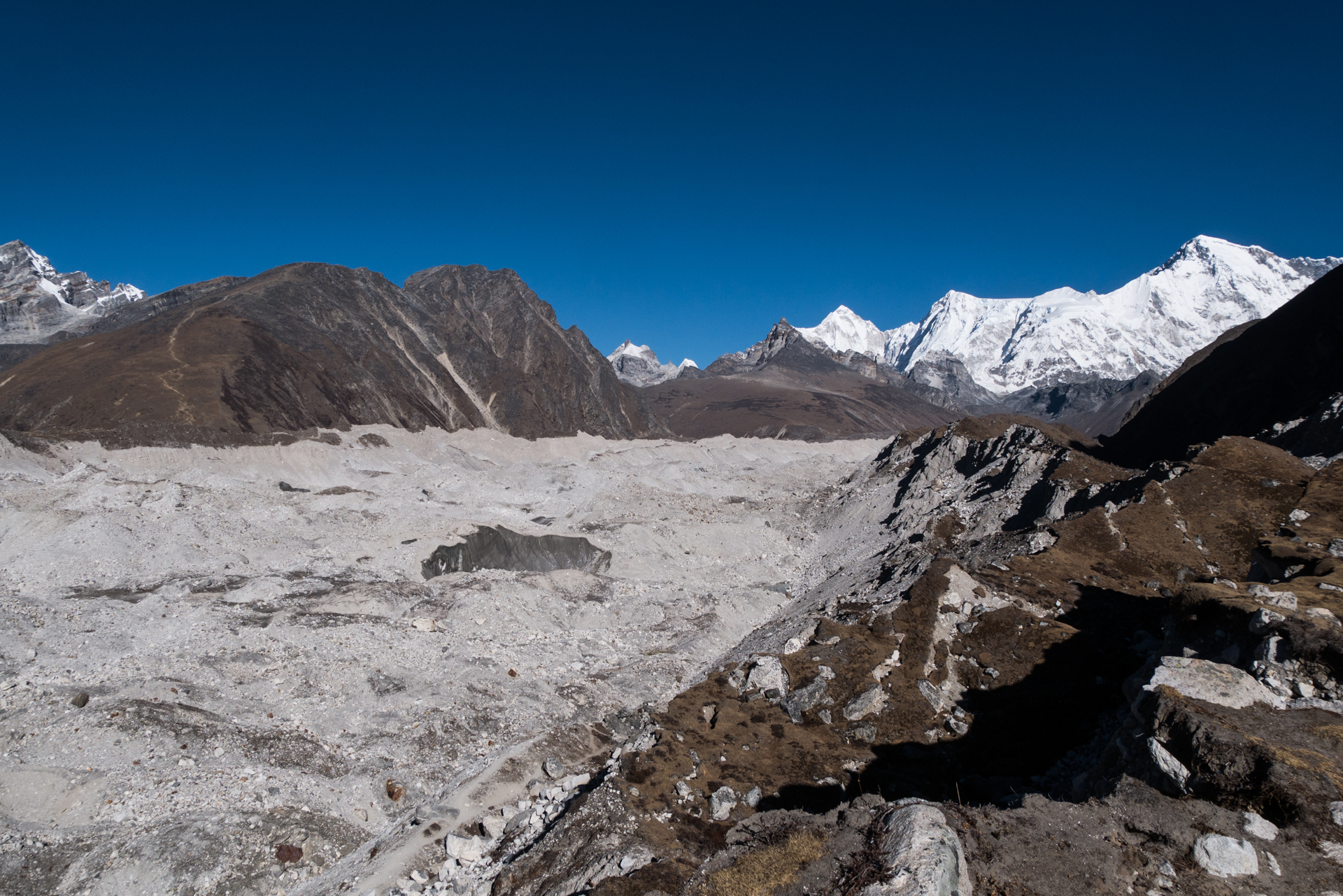 Pas le choix, il faut traverser la moraine - Le Gokyo Ri