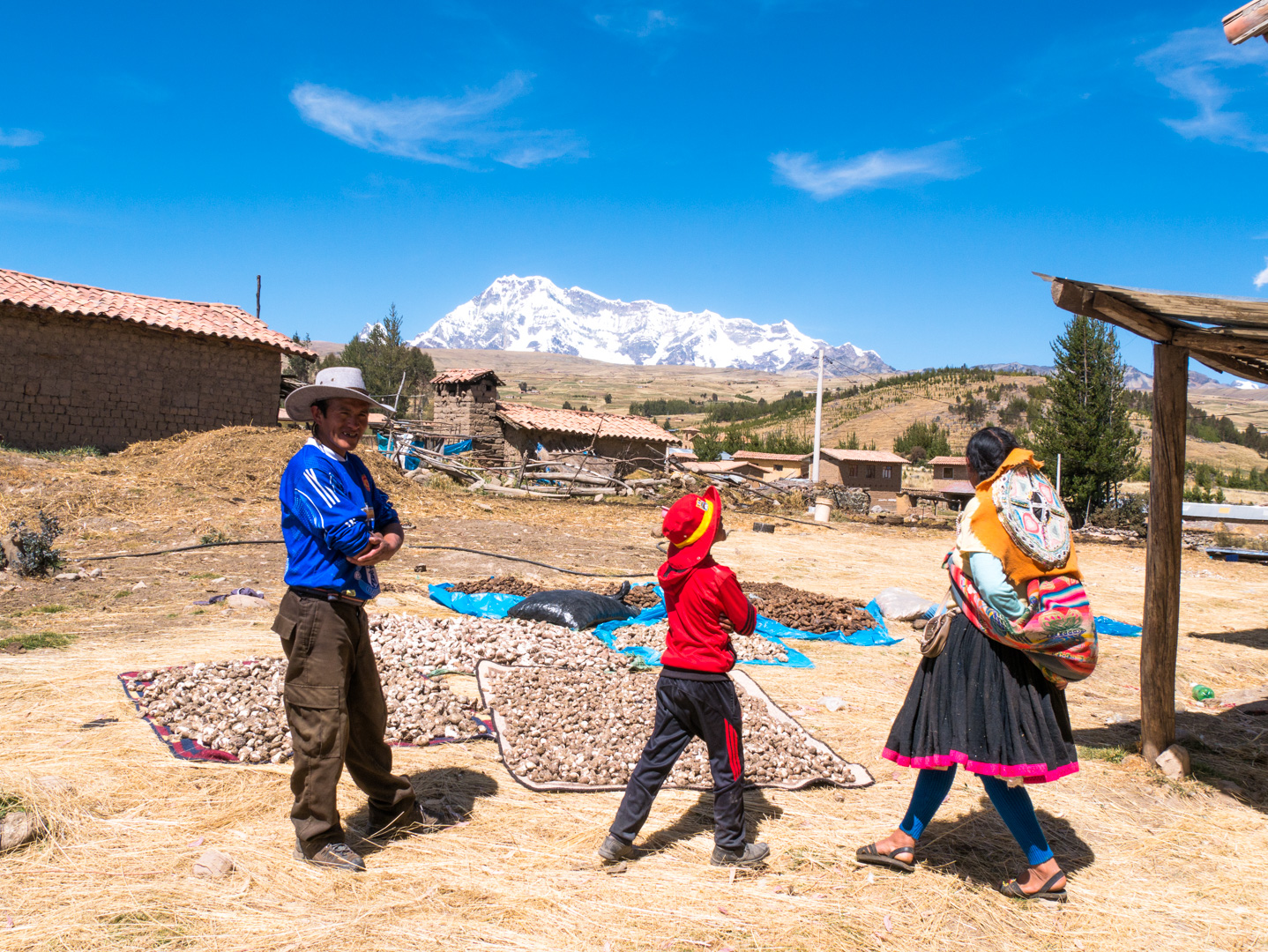 Pedro et sa famille avec l'Ausangate en fond - De Cusco à Tinki, trek > Upis