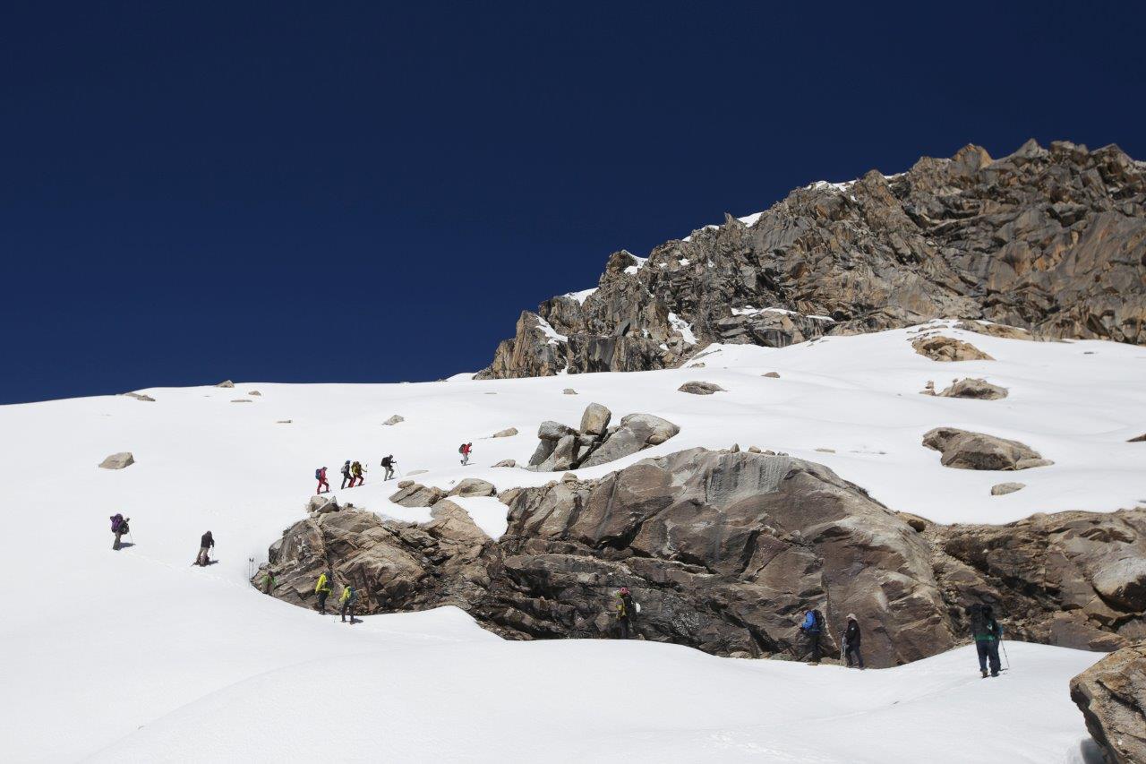 Les dernières pentes pour gagner le col de Palcaraju - Le col Palcaraju