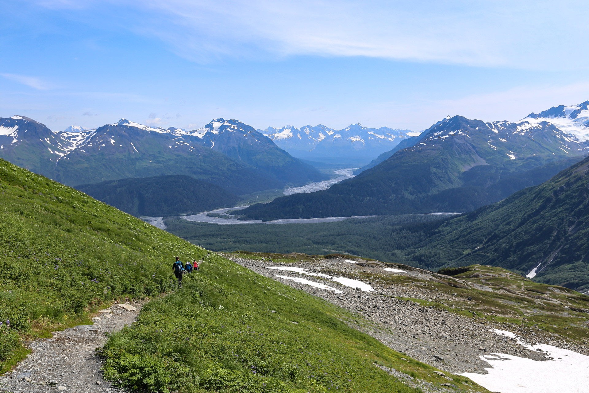 Harding Icefield Trail vue au fond de la vallée