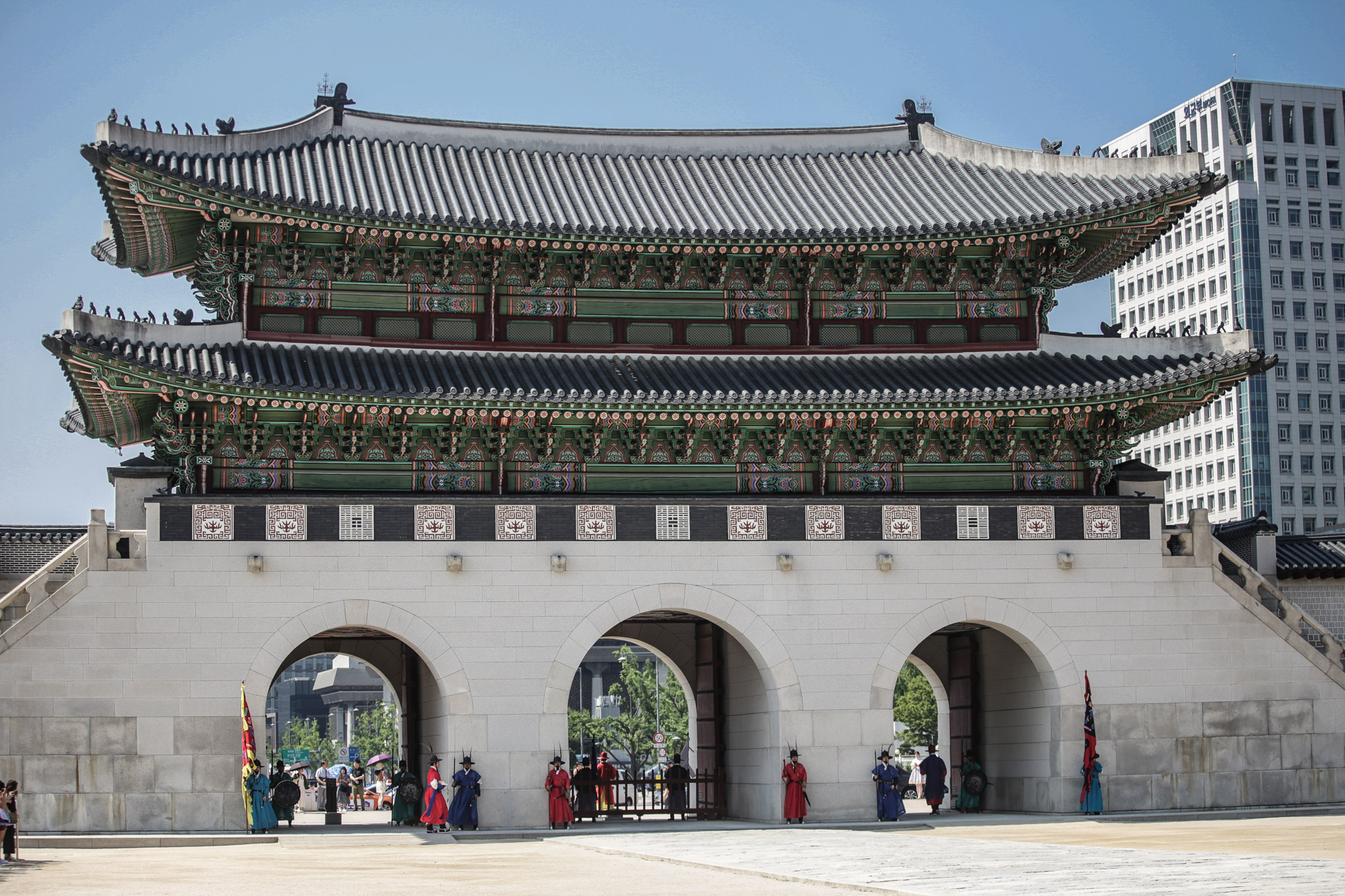 arrivée de la garde palais Gyeongbokgung