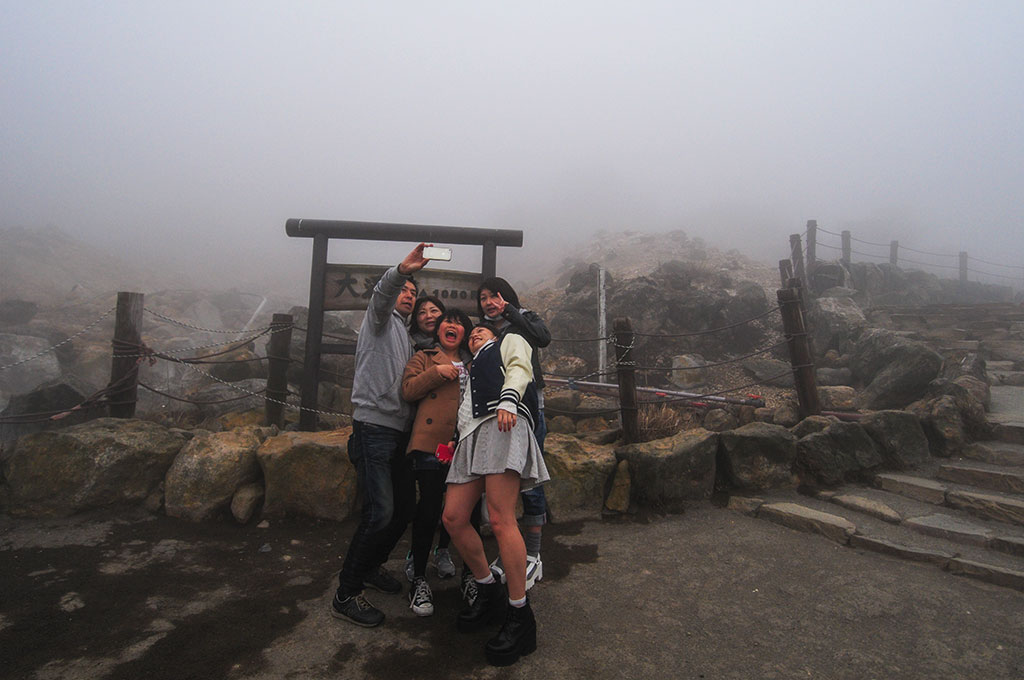 Selfie dans la vallée de Owakudani, Hakone