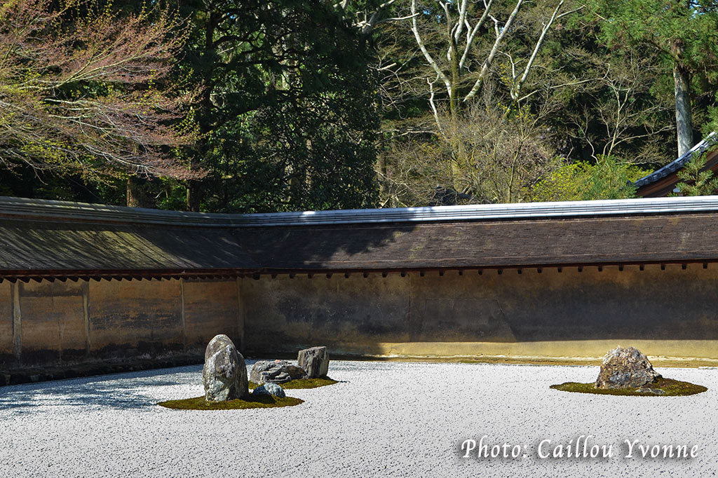 Détail du jardin zen de Rojan-ji à Kyoto
