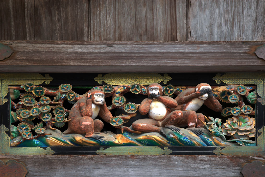 Les trois singes de la sagesse du Temple Toshogu, Nikko