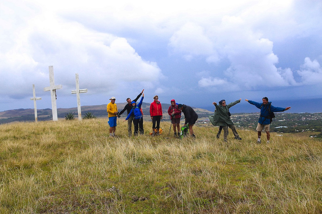 Lors de l'ascension du volcan Maunga