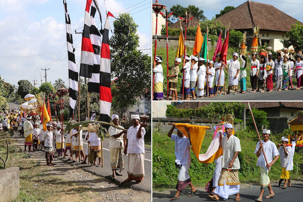 Procession traditionnelle dans un village du centre de Bali