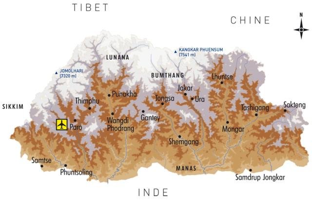 Carte générale du Bhoutan