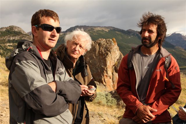 Alex (notre guide), Jean (notre scribe savant) et Mauricio (le guide local obligatoire à Chalten)