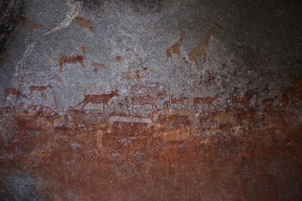 Vue générale sur l'un des murs de la grotte Nsvatuke